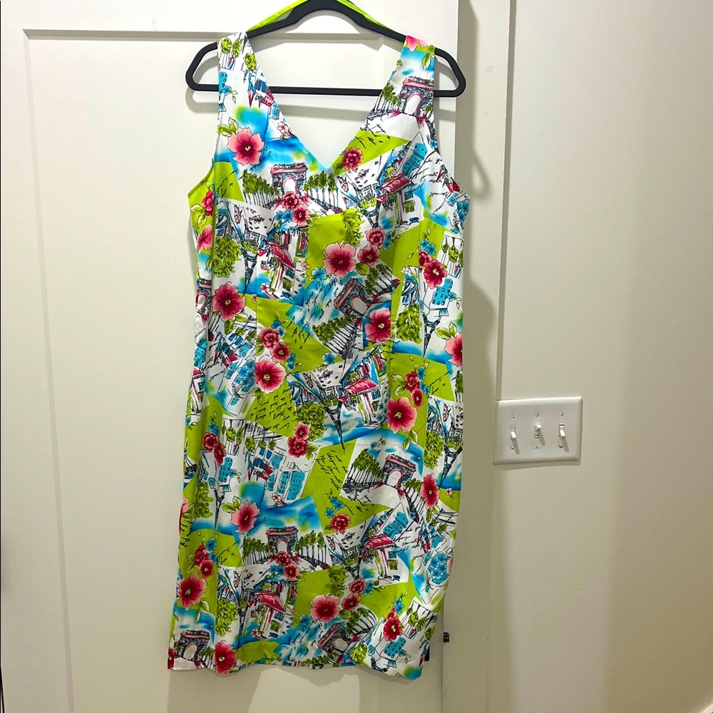 Sag Harbor Green and Pink Floral Dress